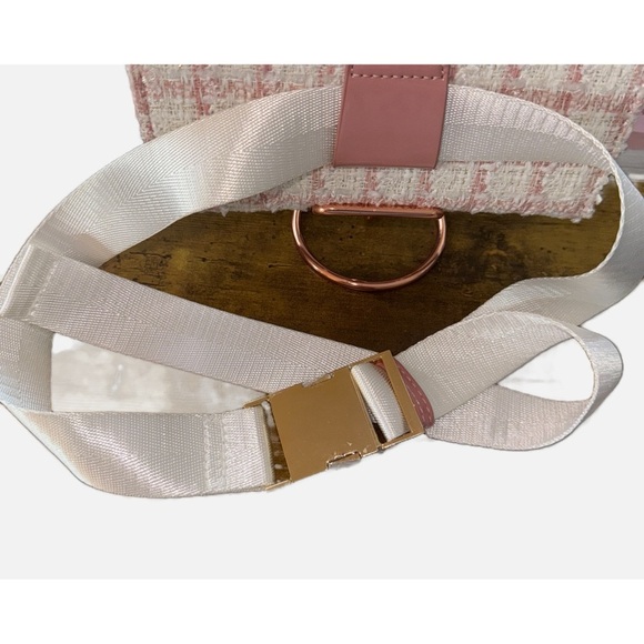 Venus Women's Pink White Tweed Structured Belt Bag New - Picture 3 of 8